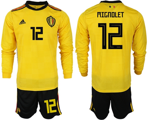 Belgium #12 Mignolet Away Long Sleeves Soccer Country Jersey